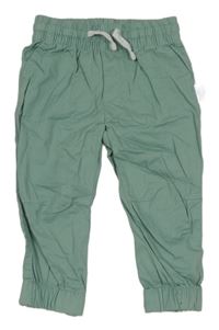Zelené plátěné cuff kalhoty So Cute