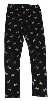 Černé teplé legíny s jednorožci H&M