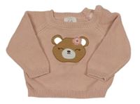 Růžový svetr s medvědem C&A