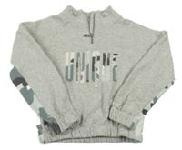 Šedo-army mikina s nápisem a kapucí F&F