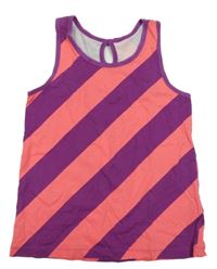 Fialovo-neonově růžový pruhovaný top H&M