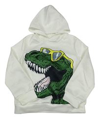 Bílá lehká mikina s dinosaurem a kapucí Shein