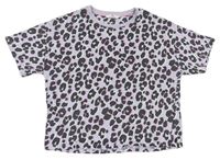 Lila-šedé crop tričko s leopardím vzorem M&S