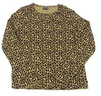 Béžovo-černé žebrované triko s leopardím vzorem Next