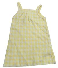 Žluto-bílé pletené kostkované šaty Zara
