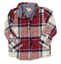 Rubínovo-bílo-tmavomodrá kostkovaná košile River Island