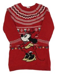 Červené vzorované svetrové šaty s Minnie Primark