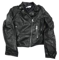 Černý koženkový crop křivák H&M