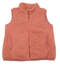 Růžová huňatá propínací vesta UNIQLO