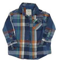 Tmavomodro-oranžová kostkovaná košile Tom Tailor