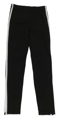 Černé legíny s bílými proužky 