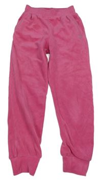 Růžové sametové tepláky s nápisem z kamínků 