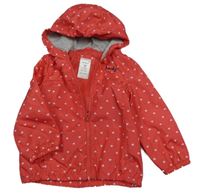 Červená vzorovaná šusťáková jarní bunda s kapucí Carter's