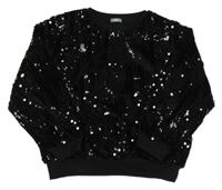 Černá sametová flitrová podšitá mikina Next