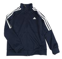 Tmavomodrá sportovní propínací funkční mikina s logem Adidas