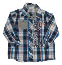 Tmavomodro-bílo-modrá kostkovaná košile s nápisem Topolino