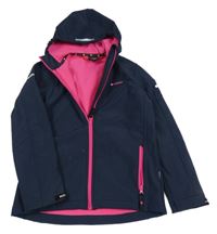 Tmavomodro-růžová softshellová bunda s kapucí 