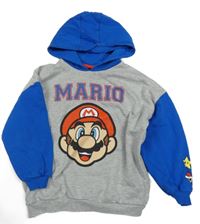 Šedo-modrá mikina s Mariem a kapucí George