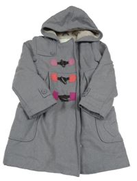 Tmavošedý vlněný zateplený kabát s kapucí Vertbaudet
