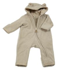 Světlebéžová fleecová kombinéza s kapucí H&M