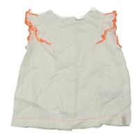 Bílá lehká tunika s volánky s oranžovým lemem Esprit