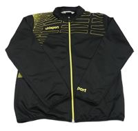 Černo-žlutá vzorovaná sportovní propínací mikina s nápisem 