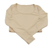 Pudrové žebrované crop triko shein