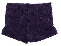 Fialové manšestrové kraťasy s kapsami 