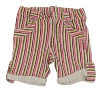 Barevné pruhované riflové kraťasy s kapsami 