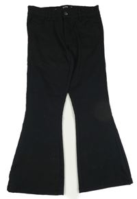 Černé flare plátěné kalhoty 
