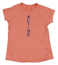 Lososové sportovní funkční tričko s nápisem active touch