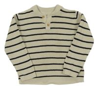 Smetanovo-černý pruhovaný lehký svetr H&M