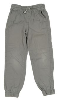 Šedé plátěné cuff kalhoty H&M