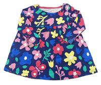 Tmavomodro-barevné květované bavlněné šaty F&F