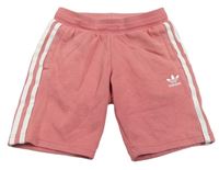 Růžové teplákové kraťasy s pruhy Adidas