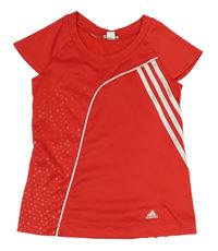 Červené sportovní tričko s pruhy Adidas