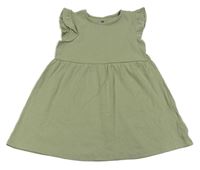 Khaki žebrované šaty s volánky zn. H&M