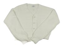 Bílý chlupatý propínací crop svetr Primark