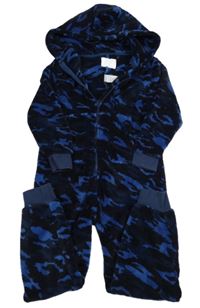 Tmavomodrá plyšová army kombinéza s kapucí Next