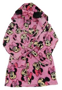Růžový plyšový župan s Minnie a kapucí Matalan