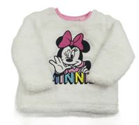 Bílá huňatá mikina s Minnie Disney