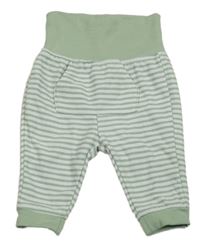 Zeleno-bílé pruhované tepláky s klokankou Ergee