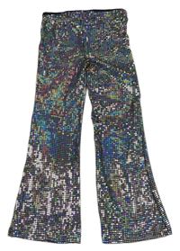 Černo-stříbrné flitrované flare legíny 