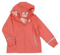 Korálová voděodolná jarní bunda s jednorožcem a kapucí Lupilu