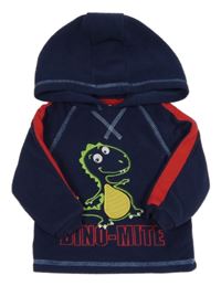 Tmavomodro-červená fleecová mikina s dinem a kapucí M&Co.