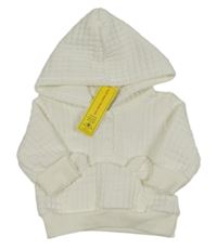 Nové - Bílá žebrovaná mikina s oušky a kapucí Shein