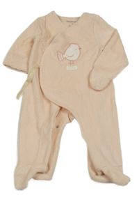 Světlerůžový sametový žebrovaný overal s ptáčkem Orchestra 