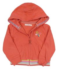 Korálová propínací mikina s motýlkem a kapucí M&S