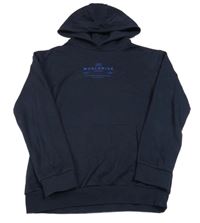 Tmavomodrá mikina s nápisem a kapucí M&S