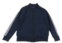 Tmavomodrá melírovaná propínací mikina s pruhy Next